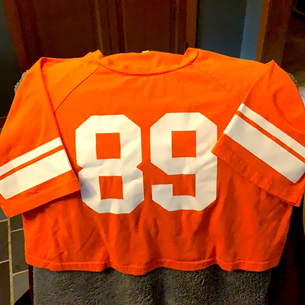 Orange Football themed crop top, #89
